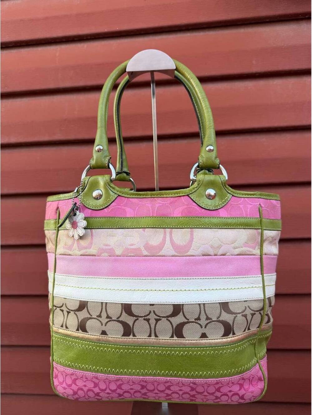 COACH Pink & Green Bleeker Patchwork 💚🩷